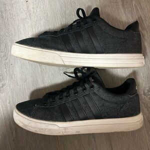 Adidas Black Sneakers with Textured Upper and White Sole